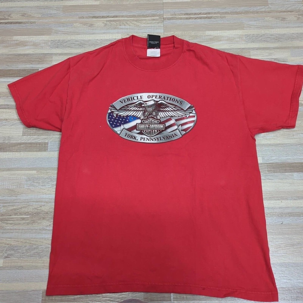 Harley Davidson York PA Vehicle Operations Short Sleeve Red Men's Large Tshirt